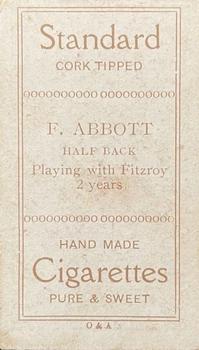 1907-08 Sniders and Abrahams Australian Footballers - Victorian League Players Series D #NNO Frank Abbott Back